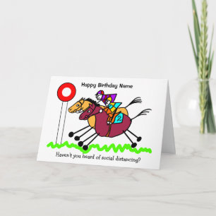 Carte Cheval Racing Drôle Cartoon Anniversaire