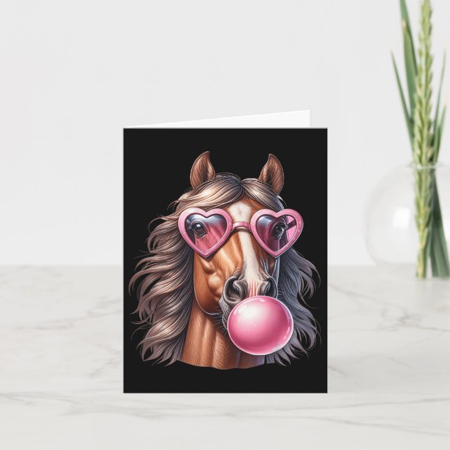 Carte Cheval Rétro Feu Bubble Gomme Avec Sungles Horse (Devant)