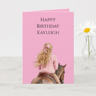 Carte Cheval rose Brown fille Anniversaire