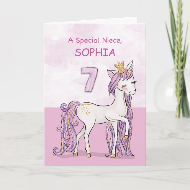 Carte Cheval rose de Nane anniversaire fait sur commande (Devant)