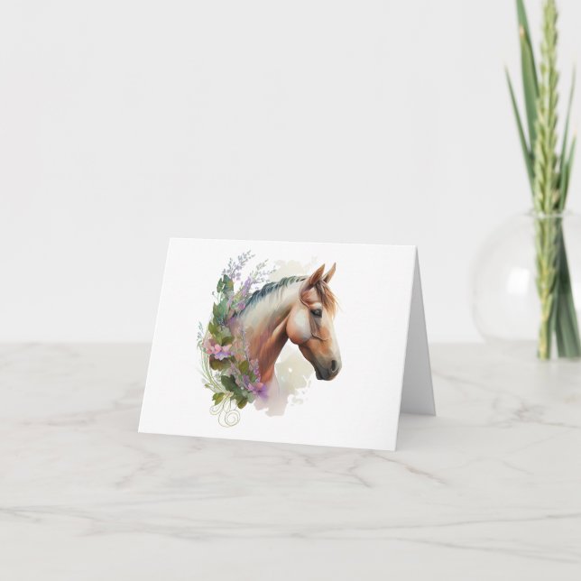 Carte Cheval royal avec Flower Wreath BLANK (Devant)