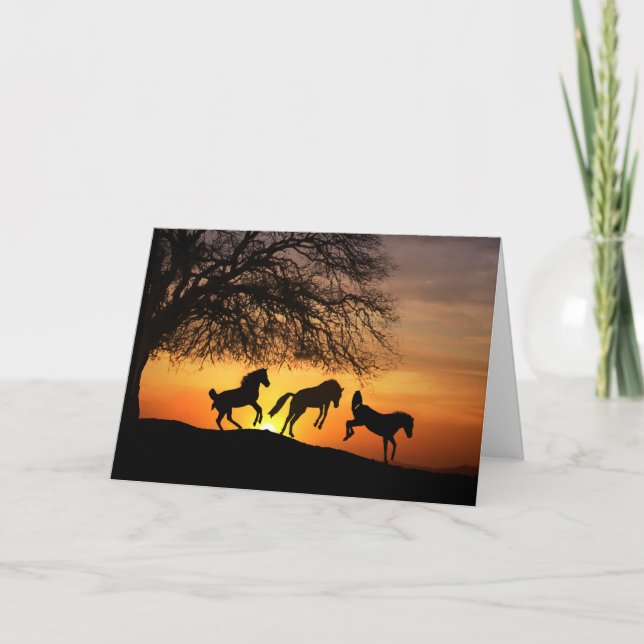 Carte Cheval Silhouette Anniversaire Amusant (Devant)