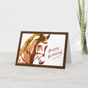 Carte Cheval Sketch et Snaffle Bit, Brown Joyeux anniver