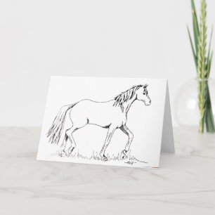 Carte Cheval Trotting Enk Dessin noir