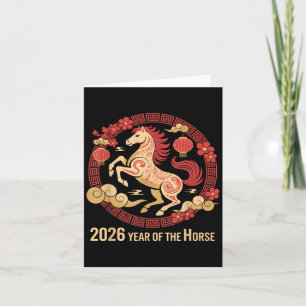 Carte Cheval vintage 2026 Zodiac Nouvel An Chinois Du