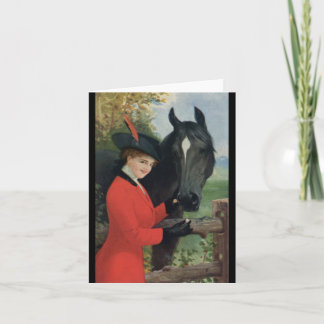 Carte Cheval vintage Girl Rouge Manteau équestre sucre C