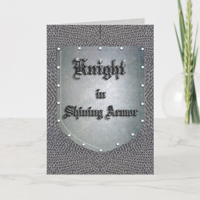 Carte Chevalier dans Brillant Armure Bouclier Chainmail (Devant)