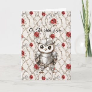 Carte Chevalier Hibou Armure Brillante Roses Je Vous Ver