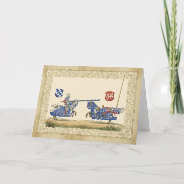 Carte Chevaliers médiévaux Jousting en plein bardage et  (Devant)