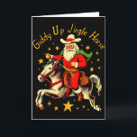 Carte Chevauche Jingle Horse Drôle Rétro Père Noël Cowbo<br><div class="desc">Chevauche Jingle Horse Drôle Rétro Père Noël Cowboy Noël</div>
