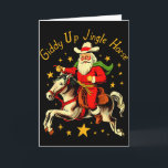 Carte Chevauche Jingle Horse Drôle Rétro Père Noël Cowbo<br><div class="desc">Chevauche Jingle Horse Drôle Rétro Père Noël Cowboy Noël</div>