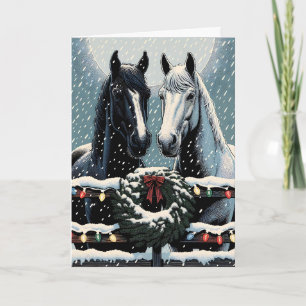 Carte Chevaux de fête Joyeux Noël