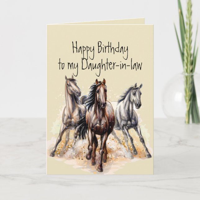 Carte Chevaux de l'Ouest sauvage Anniversaire belle-fill (Devant)