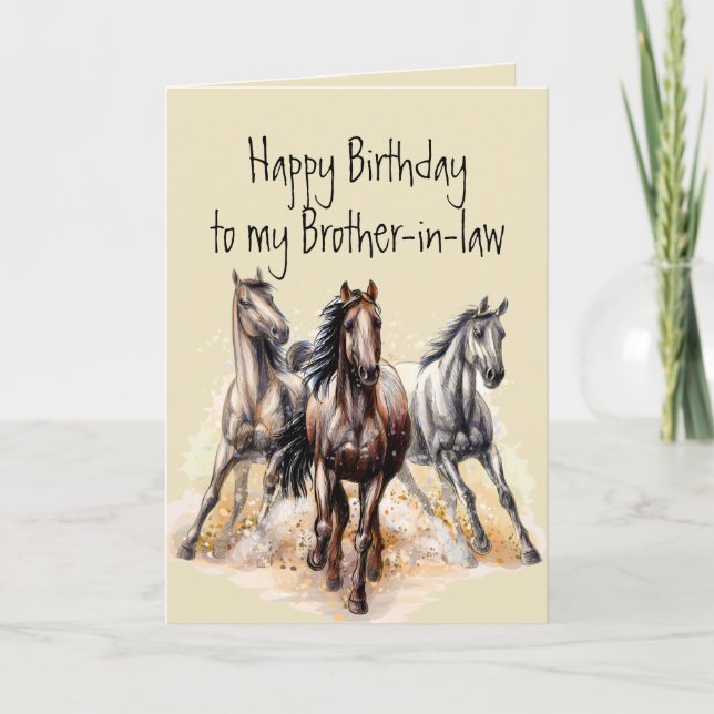 Carte Chevaux de l'Ouest sauvage Anniversaire Frère en c (Devant)