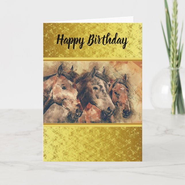 Carte Chevaux de Thoroughbred courant dans un champ (Devant)