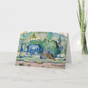 Carte Chevaux pâturant par Franz Marc, Beaux-arts vintag