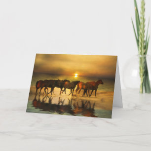 Carte Chevaux sur la plage Hello Card