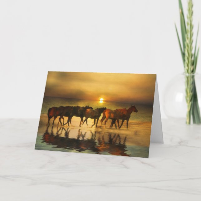 Carte Chevaux sur la plage Hello Card (Devant)
