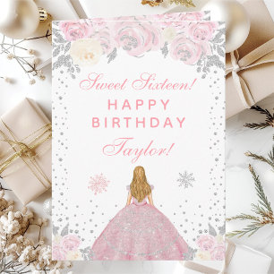Carte Cheveux rose Hiver Blonde Princesse Sweet sixteen