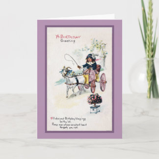 Carte Chèvre dessinant l'anniversaire vintage avec des