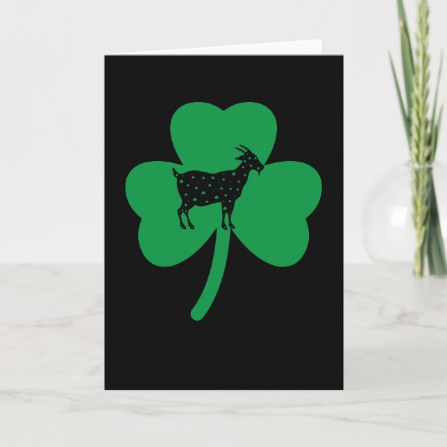 Carte Chèvre drôle de la Saint-Patrick Trèfle (Devant)