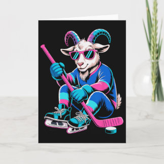 Carte Chèvre Drôle G.o.a.t. Gardien de but Joueur Hockey