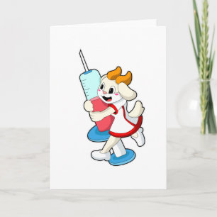 Carte Chèvre en infirmière à la vaccination avec seringu