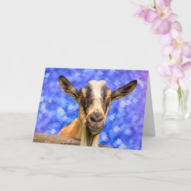 Carte Chèvre Et Étoiles Anniversaire (Orchidée)