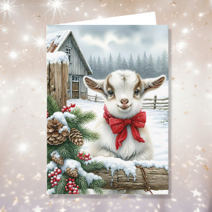 Carte Chèvre festive mignonne sur la ferme Noël