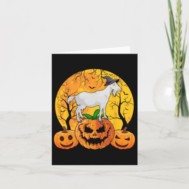 Carte Chèvre Halloween sorcière Citrouille Funny Goat Lo (Devant)