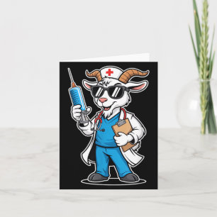 Carte Chèvre Infirmière Drôle Seringue Dessin Animé