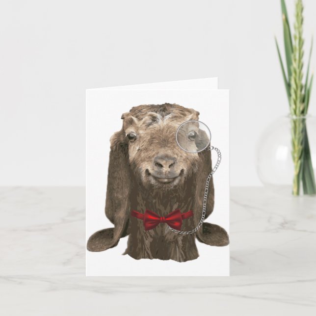 Carte Chèvre Nubienne Drôle Avec Monocle (Devant)