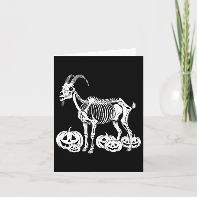 Carte Chèvre Squelette Anniversaire Halloween Hommes Fem (Devant)