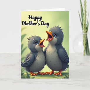 Carte Chevron Cute Birds pour la fête des mères