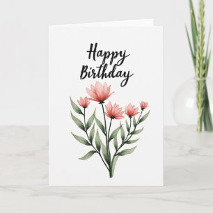 Carte Chevron Fleur de Cerisier Rose