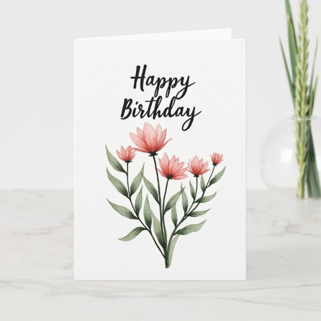 Carte Chevron Fleur de Cerisier Rose (Devant)