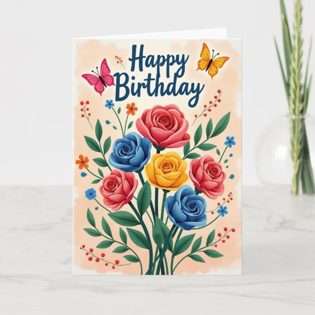 Carte Chevron Fleurs Vibrantes (Devant)