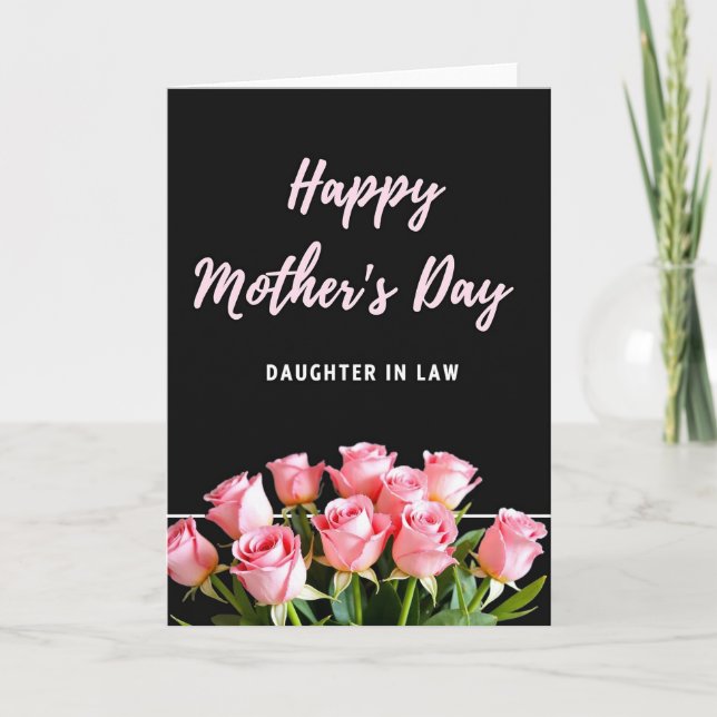 Carte Chevron Pink Rose Floral Card (Devant)