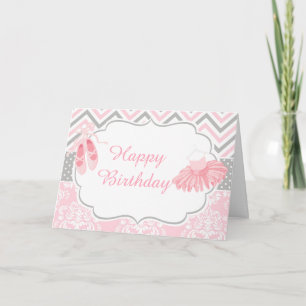 Carte Chevron rose et gris Ballerina