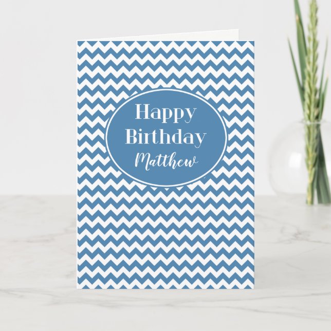 Carte Chevrons bleus et blancs personnalisés (Devant)