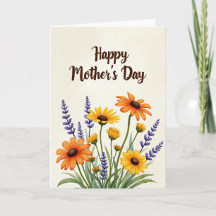 Carte Chevrons Bouquet Aquarelle