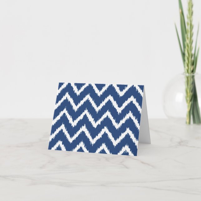 Carte Chevrons d'Ikat - bleu marine et blanc (Devant)