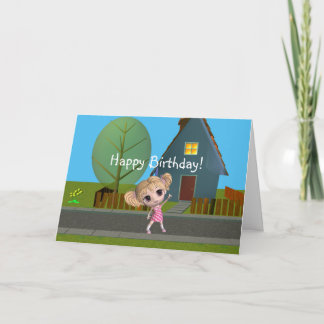 Carte Chibi Girl Joyeux anniversaire