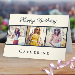 Carte Chic 3 Collage Photo Anniversaire Écriture Élégant