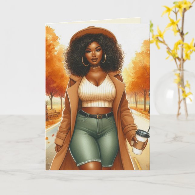 Carte Chic Africaine Américaine Thanksgiving | Automne (Fleur jaune)