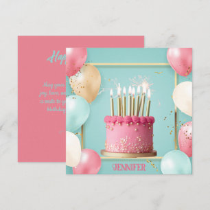Carte Chic Ballons & chandelles Editable Anniversaire ca