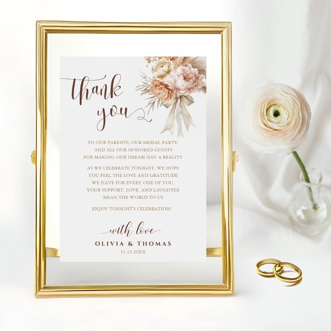 Carte Chic Boho Mariage Merci Réception (Créateur téléchargé)