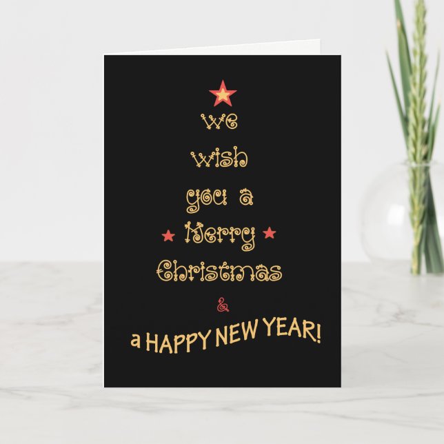 Carte Chic Christmas Tree Gold effet sur le noir (Devant)