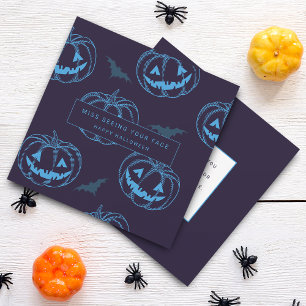 Carte Chic Citrouille Chauve-Souris Halloween