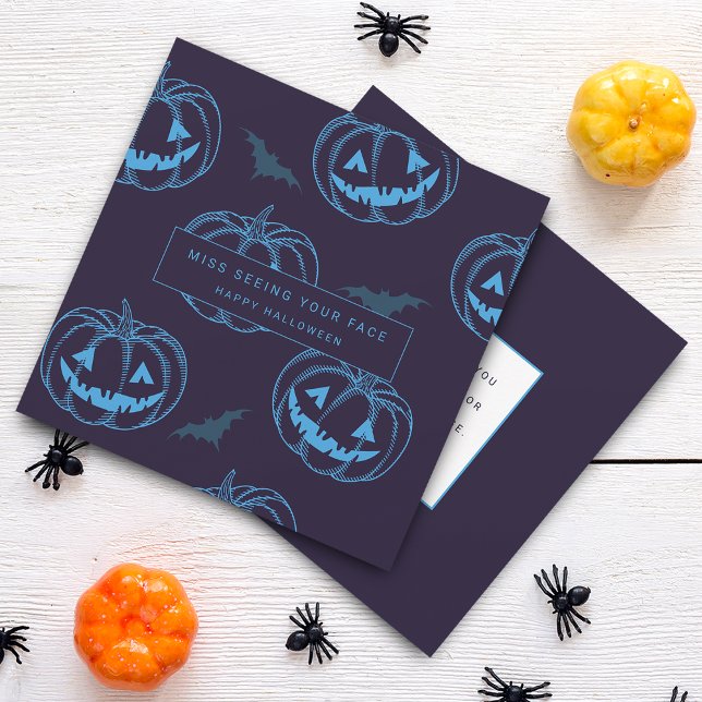 Carte Chic Citrouille Chauve-Souris Halloween (Chic Pumpkin Bat Halloween Card)